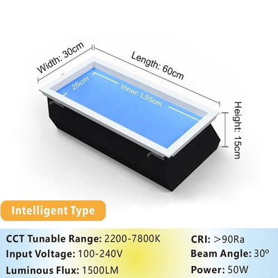 kupować Oświetlenie energooszczędne Panel niebieskie LED dla sufitu Wysokość rezerwy 300mm L600*W300*H150mm 40W produkcja online