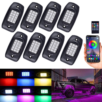 kupować Multi Color LED RGB Rock Lights IP68 Wodoodporny 12 V z trybem muzycznym produkcja online