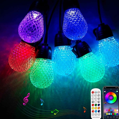 kupować Możliwość przyciemniania 48ft RGB String Light Wodoodporna kontrola aplikacji DC12V 15 żarówek produkcja online
