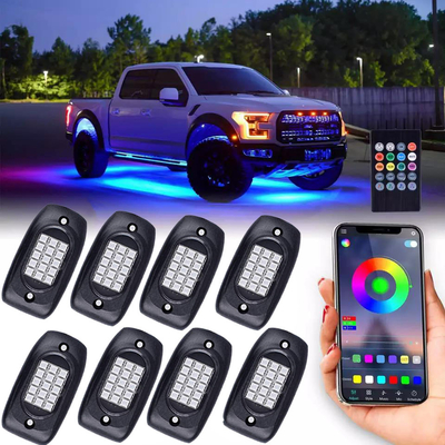 Motocykl 4 Pod Rock Lights RGBW, odporny na wstrząsy kolor zmieniający kolor Rock Lights Bluetooth