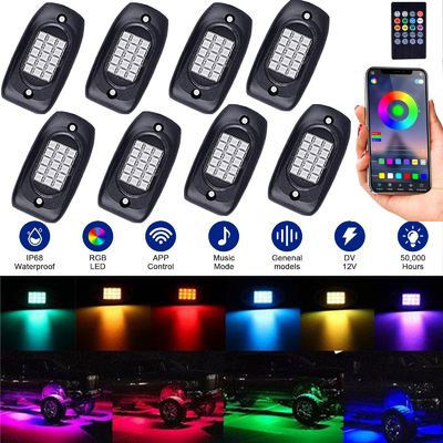 Praktyczny zestaw oświetlenia rockowego LED RGB, 6000K zmieniający kolor światła LED Rock