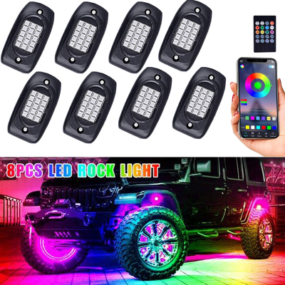 6000K 12VDC Bluetooth Rock Lights, plastikowe diody LED RGB Pod Lights